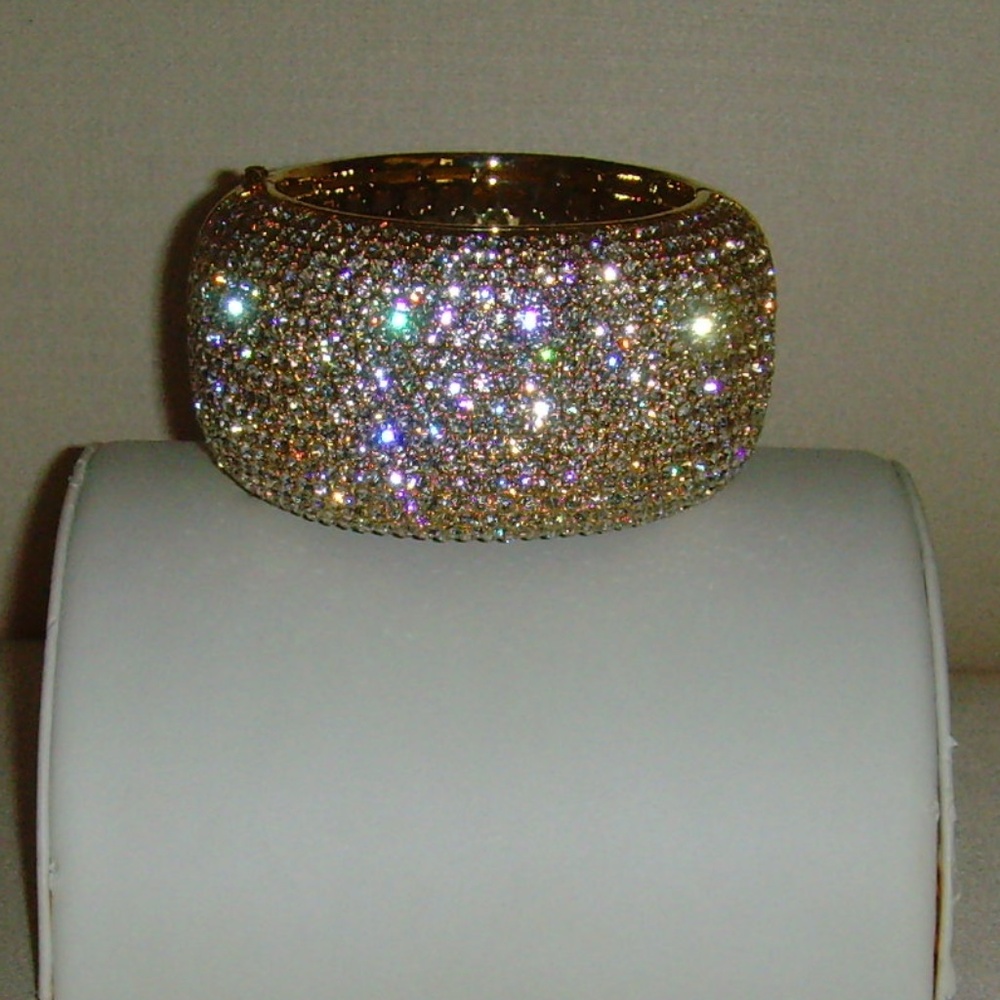 Joan Boyce Gold-Tone and Clear R/S Bracelet